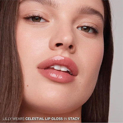 Kevyn Aucoin Celestial Lip Gloss, Stacy (shimmery mauve pink): Light reflecting shine & sheer. Precision makeup artist applicator. Hydrating, non-stick formula. Multi-dimensional 3D plumping effect.