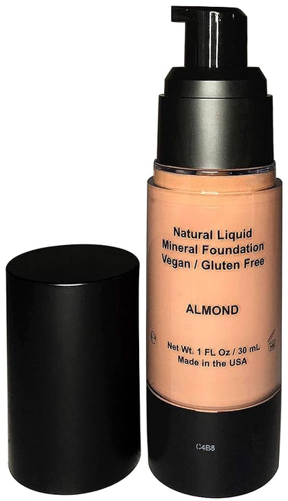 Mom's Secret 100% Natural Liquid Foundation, Organic, Vegan, Aloe Based, Natural Sun Protection, Gluten Free, Cruelty Free, Made in the USA, 1FL Oz. (Almond)