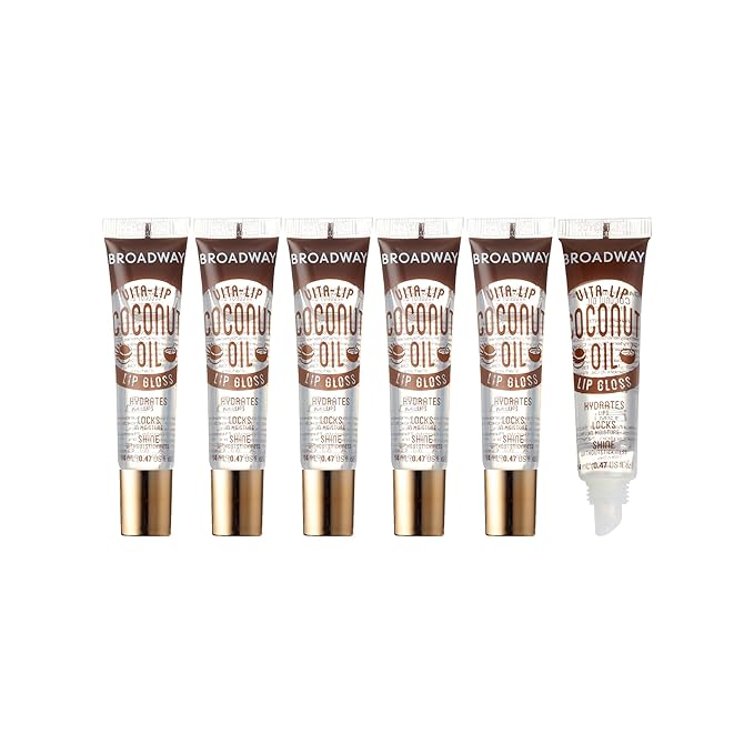 Ruby Kisses Broadway Vita-Lip Clear Lip Gloss (Coconut Oil 6 Pack), Ultra-Hydrating & Soothing Formula with Vitamin Oils, High-Shine Non-Sticky Finish, Healing Glossy Lip Balm Locks in Moisture