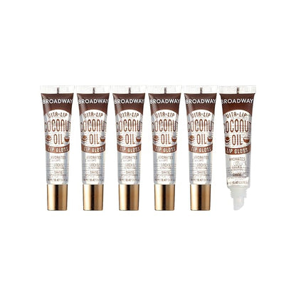 Ruby Kisses Broadway Vita-Lip Clear Lip Gloss (Coconut Oil 6 Pack), Ultra-Hydrating & Soothing Formula with Vitamin Oils, High-Shine Non-Sticky Finish, Healing Glossy Lip Balm Locks in Moisture