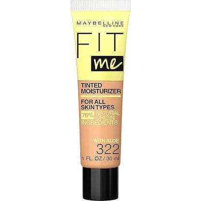 Maybelline Fit Me Tinted Moisturizer, Natural Coverage, Face Makeup, 322, 1 Count