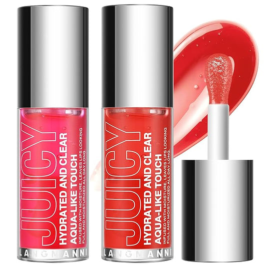Jolilab Hydrating 2 Pcs Lip Oil - Oversize Doe Foot Applicator for One - Swipe Shine & Comfort, Hybrid Formula for All - Day Nourishment, Non - Sticky.