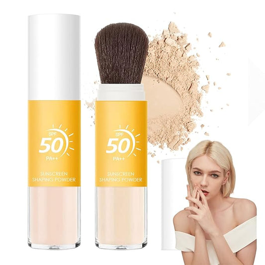 Sunscreen Setting Powder,Brush Setting Makeup SPF 50 PA++ for All Skin,Moisturizing & Lightweight Loose Face Powder with Sunscreen Brush,Soft Matte Finish Long Lasting Oil Control Make up