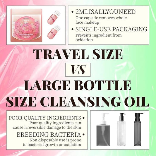 Cisto Makeup Remover Oil,Cisto Cleansing Oil Mini,Travel Essential & Controlled Dosage,Portable Skincare for Gentle Facial Oils for All Skin Types(Rose+Camellia,40pcs)