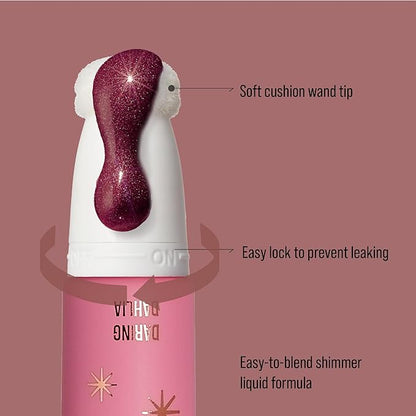 Professional Pearl Liquid Blush Beauty Wand, High Pigment Glow for Cheek, Eye & Lip, Non-Greasy Hydration Lightweight with Sponge-Tip Applicator (Daring Dahlia)