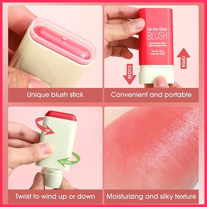 MIELIKKI Cream Blush Stick for Cheeks, Multi-Use Moisturizer Stick Blush, Luxuriously Blendable Color, Natural Dewy Finish, Soft Pink Blush Color, Long Lasting, Waterproof