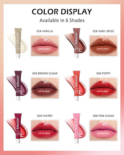 Lip Butter Balm Vanilla Beige,Hydrating Tinted Butter Lip Gloss,Sheer Lipgloss Lip Care Moisturizer,Smooth Lip Treatment,Jelly Yummy Glow Reviver Fat Lip Oil,Women's Day Makeup Gift for Women-02