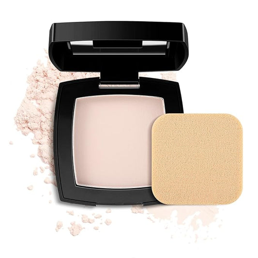 Setting Powder, Oil Control Pressed Powder, Long-Lasting Matte Face Powder Pore Minimization, Flawless Finishing Powder Makeup, Portable Face Powder Compact with Mirror and Puff