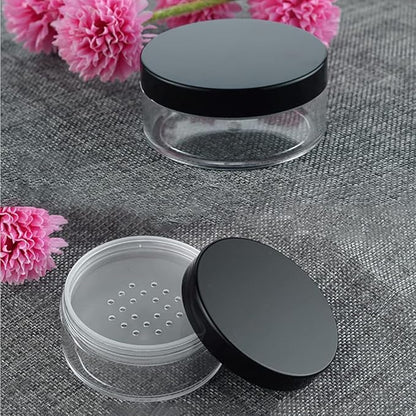 2 Pcs 50g Plastic Loose Powder Case Empty Cosmetic Powder Container Refillable Makeup Powder Jar Portable Powder Box for Travel