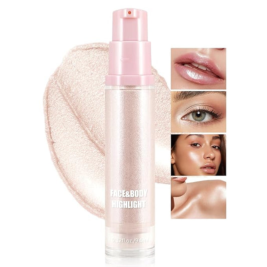 Boobeen Liquid Highlighter Makeup, Shimmer Cream Liquid Illuminator Contour for Face and Body, Smooth Glow Natural Looking Waterproof Liquid Highlight Brightening Make Up