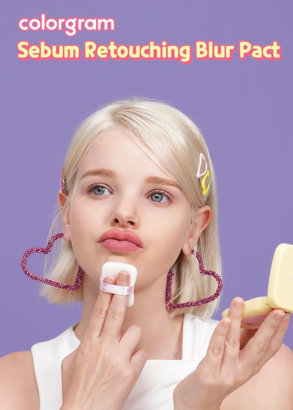 Colorgram Sebum Retouching Blur Pact + Milk Bling Heartlighter 01 Peach Heart Bundle