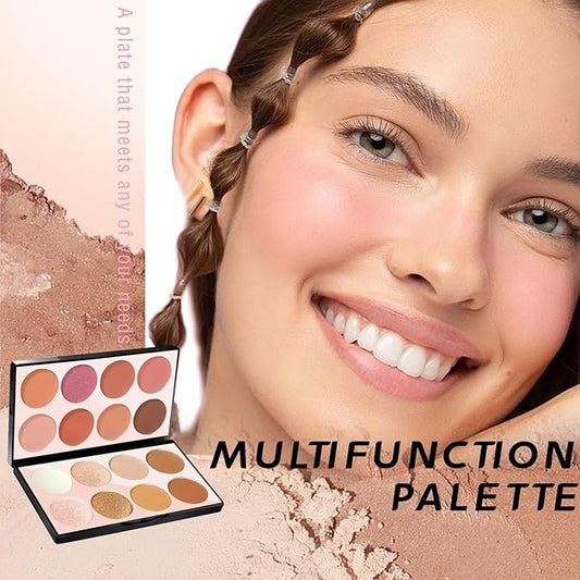16 Colors Blush Contour Highlighter Makeup Palette, All-in-One Shimmer Silky Matte Mineral Blush Powder Face Sculpting Bronzer Blusher Illuminator for a Natural Glowing