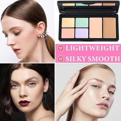 Color Correcting Concealer Palette - Long Lasting Makeup Cream Contour Palette for Dark Circles & Blemish (#01)