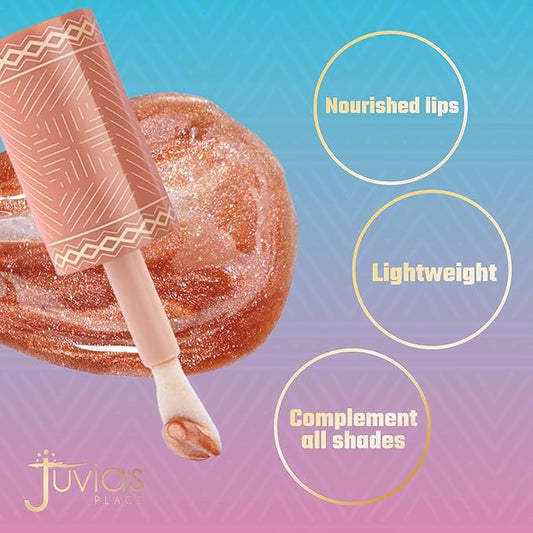 Juvia's Place Nubian Earth Glass Gloss Lip Gloss Oasis - Non-sticky Lip Makeup, Hydrating Lip Gloss, Tinted Lip Gloss, Shine & Glow Lip Makeup, Beauty & Personal Care Products for Lips