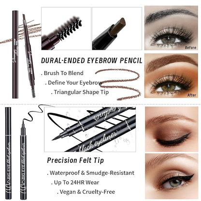 Makeup Set Full Kit for Girls Teens Women, Makeup Present Set, Includes Eyeshadow, Foundation, Blusher, Eyebrow Pencil, Mascara, Eyeliner, Brushes, Lip Gloss, Sponge, Cosmetic Bag