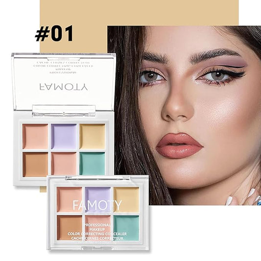 Professional Makeup Cream Contour Palette, Joyeee 6 Colours Concearler Full Coverage & Makeup Brush Set Contour Concearler Palette Contouring Face Make Up Gift for Women Girls