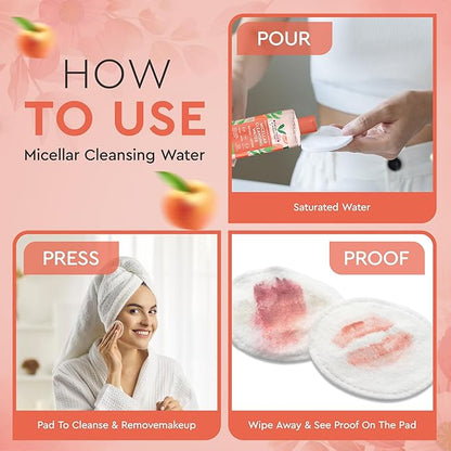 My Beauty Spot Micellar Water - Facial Cleansing Makeup Remover Hydrating Peach Infused Micellar Water – Gentle Makeup Remover – 16.9 Fl. Oz.