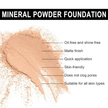 Sunscreen Mineral Powder Foundation, SPF 35, Talc-Free, Loose Powder Foundation, Buildable Lightweight Coverage, for Matte Base Makeup (#06 Medium Beige Foundation Makeup)