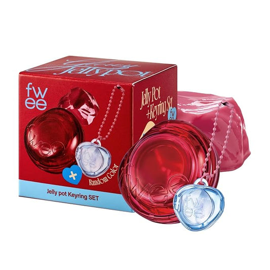 Glowy Jelly Pot + Keychain SET | Dewy Jelly Lip & Blush Color, Tinted Glow Jelly Balm, Dewy Buildable Finish – Juicy Punch (Vivid Rose) | 0.14 oz