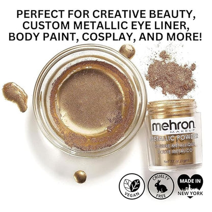 Mehron Makeup Metallic Powder (.17 Ounce) with Mixing Liquid (1 oz) (GOLD)