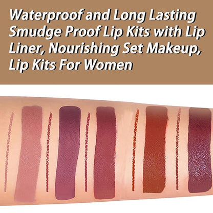 Lipstick and Lip Liner Combo Set, 2 in 1 Liquid Lip Liner Set, Lip Kit With Lip Liner and Gloss, Lip Gloss and Lip Liner Set, Lip Makeup, Matte Lipstick Beauty Daily Cosmetics Gift for Girls (#18, s)