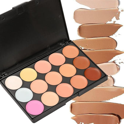 15 Colors Cream Contour Face Concealer Palette, FantasyDay Long Lasting Full Hydrating Coverage Conceals Corrects Foundation Camouflage Makeup Gift Set for Correcting Dark Circles Acne Blemish #1