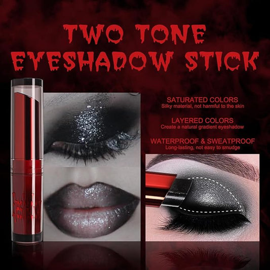Halloween Fake Blood Makeup Kit Black Eyeshadow Grey Blue Lipstick Red French Press On Nails Realistic Vampire Blood for Eyes Mouth Nose Face Teeth Body Zombie SFX Cosplay Dress Up Accessories