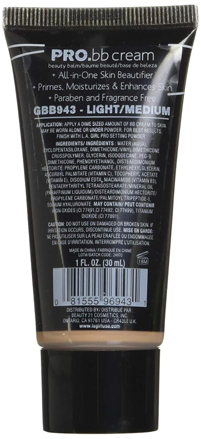 L.A. Girl HD PRO.BB Cream, Light Medium GBB943
