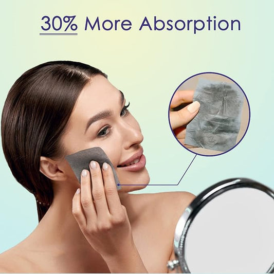 High-Performance Oil Blotting Sheets for Face with Bamboo Charcoal - 3 pack (315 sheets) - Makeup Friendly Blotting Papers for Oily Skin - Easy Dispensing Blotting Papers