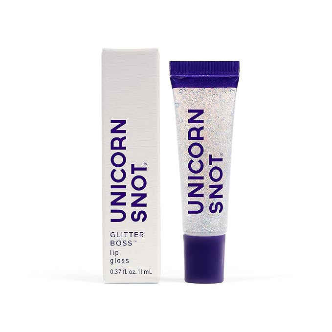 UNICORN SNOT Glitter Lip Gloss - Sparkly Lip Shine - Stocking Stuffers for Women, Gifts for Teen Girls - Vegan & Cruelty-Free Non-Sticky Formula Gloss Glitter Makeup - Holographic Silver (Disco)