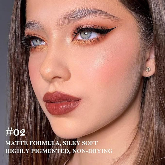 Sculpting Matte Lip Liner pencil,Gradient Matte Lipstick Crayon,Smooth Creamy Texture lip Pencil, Waterproof Smudge Proof Lipstick Pencil,Highly Pigmented Lip Makeup,Vegan Beauty.02#