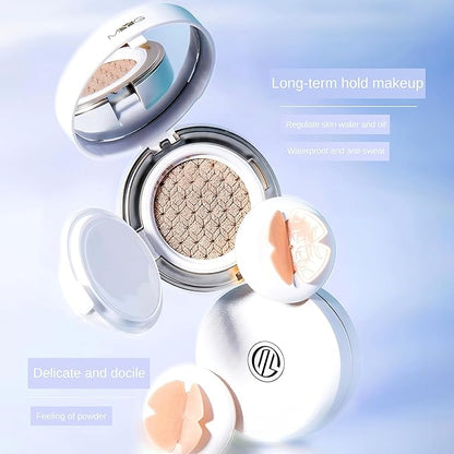 Meiyan Tang Lightweight Cushion Foundation BB Cream - Natural Coverage, Hydrating, Long-Lasting, Non-Drying, Waterproof, Anti-Sweat, Flawless Matte Finish, Unique Butterfly Puff Design