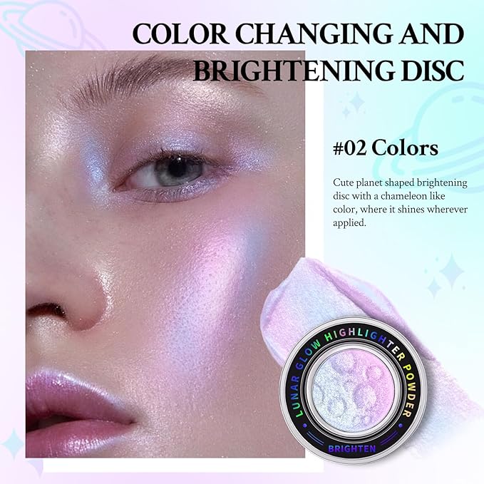 Chameleon Face Highlighter Palette, Multichrome Glitter Shimmer Highlighter Makeup, Holographic Sparkle Color Shifting Inner Corner Eye Highlighter Illuminator, Silky Creamy Mineral Eyeshadow2