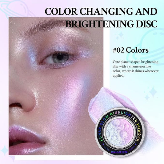 Chameleon Face Highlighter Palette, Multichrome Glitter Shimmer Highlighter Makeup, Holographic Sparkle Color Shifting Inner Corner Eye Highlighter Illuminator, Silky Creamy Mineral Eyeshadow2