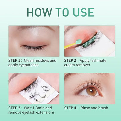 Aloe Scented Eyelash Extension Remover Cream,15g, Dissolves Powerful Lash Remover for Lash Extensions in 1-3 min, Fast Lash Extension Glue Remover, Low Irritation Cream for Sensitive Skin