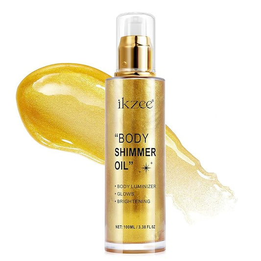 Shimmer Oil Long Lasting Moisturizing Body Luminizer Glow For Face & Body Liquid Illuminator Highlighter (Gold, FlOz)