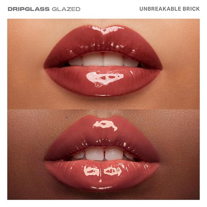 MORPHE Dripglass High Shine Lip Gloss - Glazed, Semi-Sheer & Nourishing Lip Makeup - Buildable Formula Infused with Plant-Derived Squalane & Vitamin E - Unbreakable Brick (0.13 oz)