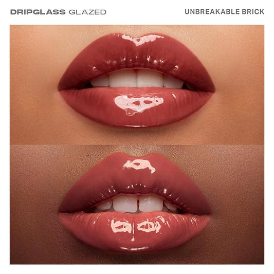 MORPHE Dripglass High Shine Lip Gloss - Glazed, Semi-Sheer & Nourishing Lip Makeup - Buildable Formula Infused with Plant-Derived Squalane & Vitamin E - Unbreakable Brick (0.13 oz)