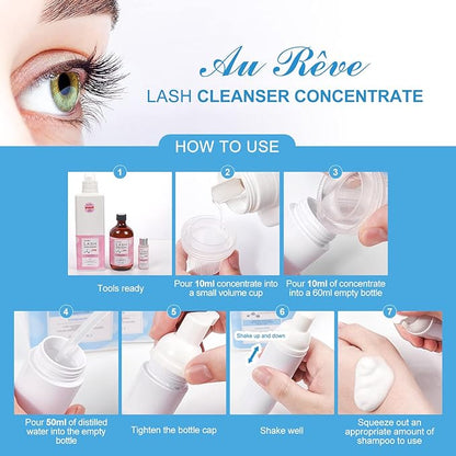 Lash Shampoo Concentrate 30ml Lash Cleanser Concentrate Add Hyaluronic Acid Oil-Free Lash Extension Shampoo Perfect for Salon，Unscented