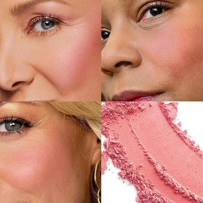 Baked Blush Marbleized Powder Blush for Cheeks, Lightweight Natural Finish, Infused with Vitamin E, Vegan & Cruelty Free, Talc Free - #001 FANTASY PRINCESS