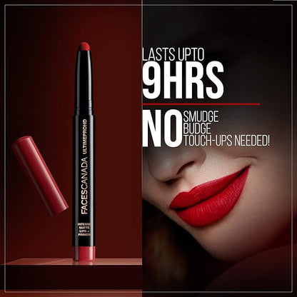 Faces Canada Hd Intense Matte Lipstick, Feather Light Comfort, 10 Hrs Stay, Primer Infused, Flawless Hd Finish, Made In Germany, Brown, Red, Pink, Purple, Nude Lip Color, Perfection, 0.05 Oz