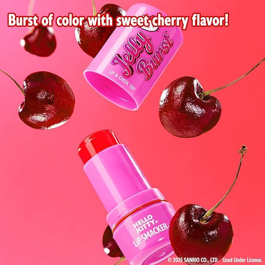 Lip Smacker Hello Kitty So Jelly Lip & Cheek Tint, Moisturizing Sheer & Buildable Color, Fun Bouncy Jelly Texture, Sweet Cherry Flavor - Cherry