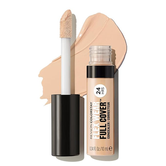 Revlon ColorStay Flex Wear, Full Cover Non-Creasing Concealer, Infused with Hyaluronic Acid & Vitamin E, Flexible Longwear, 015 Light, 0.34 Fl Oz