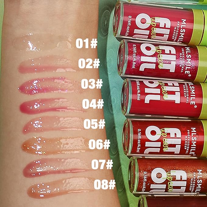 VolksRose 8pcs Lip Gloss Oil Set, Flavored Lip Gloss, Hydrating Lip Glow Oil, Lipgloss Lipoil Set for Women Girls Teens, Tinted Plumping Lip Gloss Packs, Fat Lip Oil Lip Balm for Dry Lips Nourishing