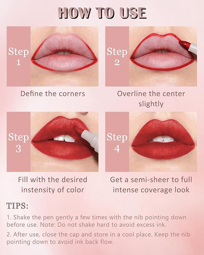 Lip Liner Stain Pen-1Pcs Rose Pink Hydrating Lip Tint, Longlasting Waterproof Smudgeproof lip tint stain Lip Color, Matte Lip Stain Liquid Lip Liner Pencil, Lip Makeup Gift for Women-03
