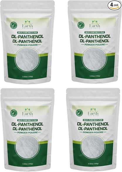 DL-Panthenol Powder 3.52oz / 100g - Provitamin B5 for Hair, Skin & DIY Cosmetics (Pack of 4)