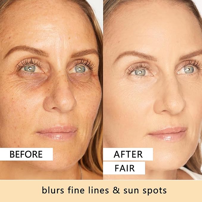 BB Blur Tinted Moisturizer SPF 30, BB Tinted Care Primerwith Brush, BB Cream Tinted Moisturizer for Woman (White, 1)