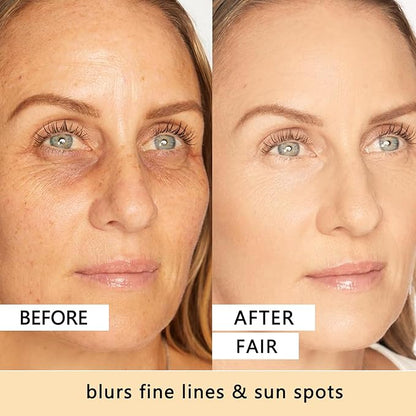 BB Blur Tinted Moisturizer SPF 30, BB Tinted Care Primerwith Brush, BB Cream Tinted Moisturizer for Woman (White, 1)
