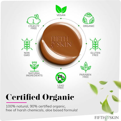 Fifth & Skin: Better’n Ur Skin Liquid Foundation (BURNT SIENNA) - Natural, Organic, Vegan, Cruelty-Free - Gluten-Free Beauty with Buildable Coverage and Palm-Free Luxury - 1 oz