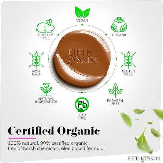 Fifth & Skin: Better’n Ur Skin Liquid Foundation (BURNT SIENNA) - Natural, Organic, Vegan, Cruelty-Free - Gluten-Free Beauty with Buildable Coverage and Palm-Free Luxury - 1 oz